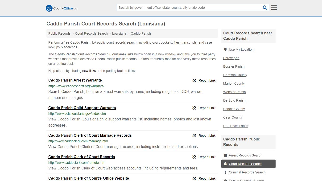 Caddo Parish Court Records Search (Louisiana) - County Office