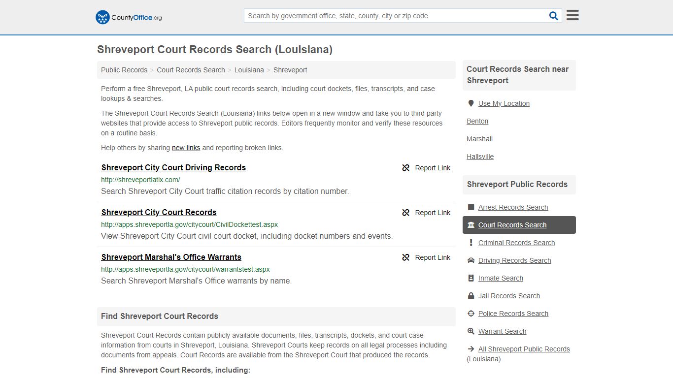 Shreveport Court Records Search (Louisiana) - County Office